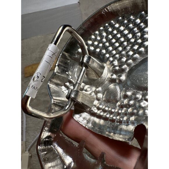Skull Belt Buckle Silver & Black Rhinestone Bling Metal Gothic Biker Halloween - Picture 6 of 9